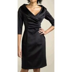 Kay Unger NY Cocktail Dress sz 4 Black Portrait Shawl Collar Sheath‎ Classic NWT